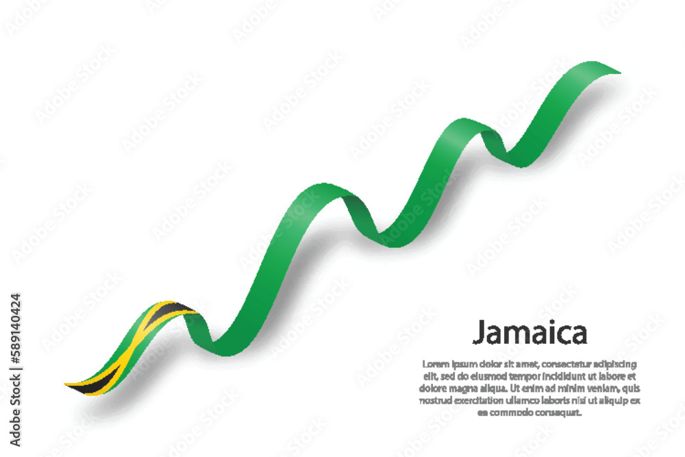 Waving ribbon or banner with flag of Jamaica Waving ribbon or banner with flag of Jamaica