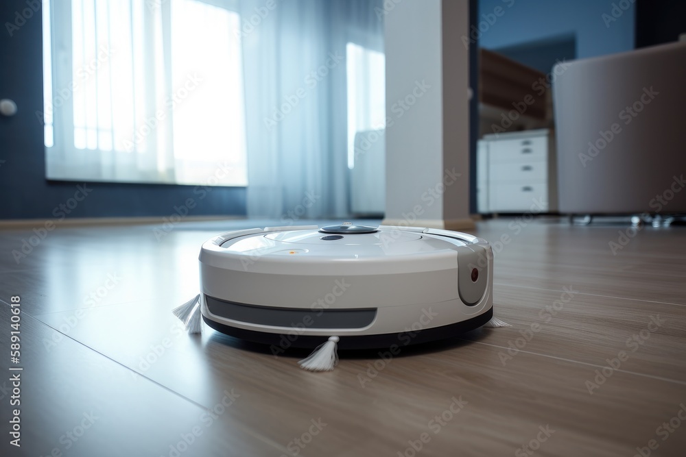 High tech robot vacuum cleaner effortlessly tidies up the space Generative AI High tech robot vacuum cleaner effortlessly tidies up the space Generative AI