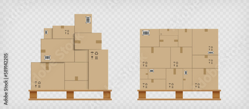 Cardboard boxes on a pallet. Cargo delivery