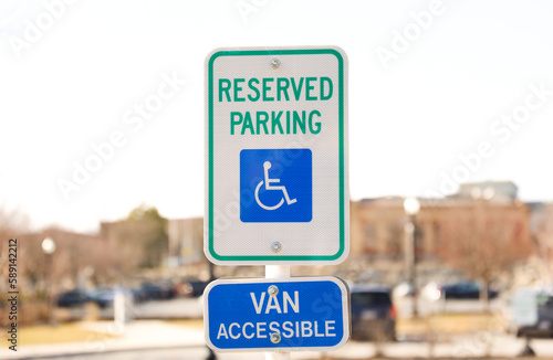 The handicap sign is a blue and white symbol of accessibility. It represents the need for barrier-free access for individuals with disabilities, ensuring their equal participation in society.