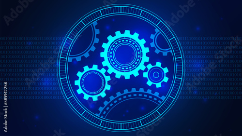 Gear wheels. Cogs and gears wheel mechanisms wireframe. Engineering or mechanical technology concept. Cogs and gear wheel mechanisms. Hi-tech digital technology and engineering. Vector illustration