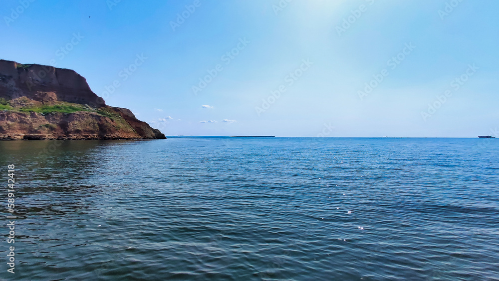 View of the Black Sea and clay cliffs near Koblevo. Ukraine. Europe View of the Black Sea and clay cliffs near Koblevo. Ukraine. Europe
