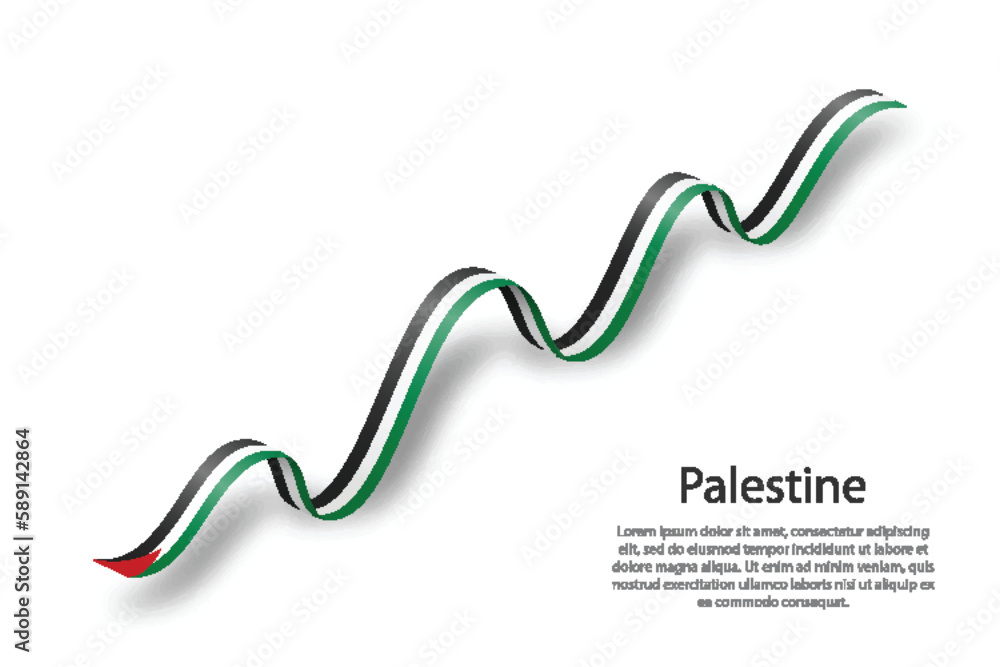 Waving ribbon or banner with flag of Palestine Waving ribbon or banner with flag of Palestine