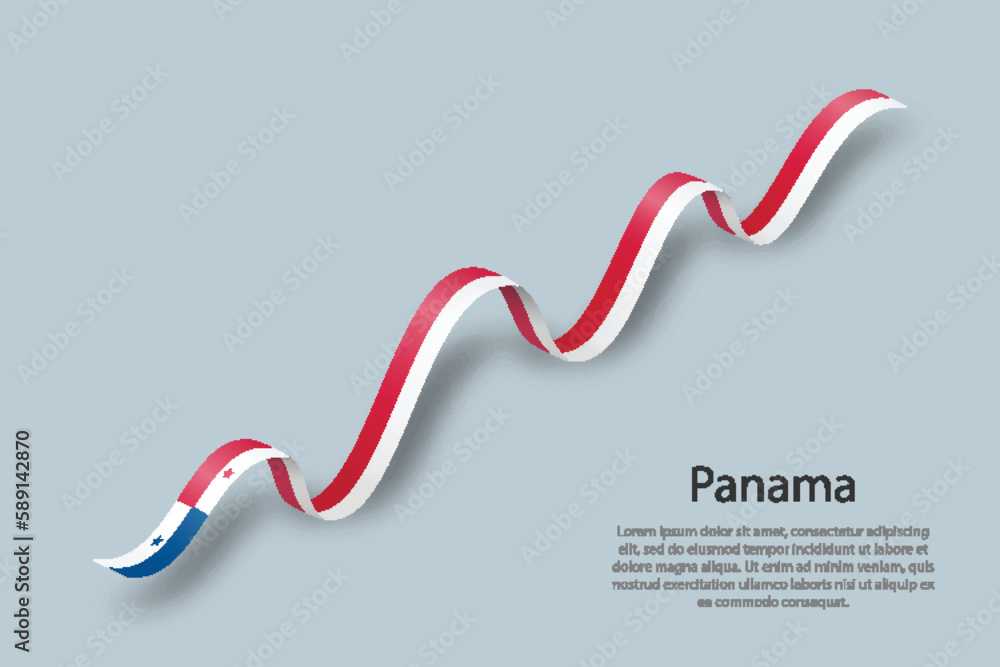 Waving ribbon or banner with flag of Panama Waving ribbon or banner with flag of Panama