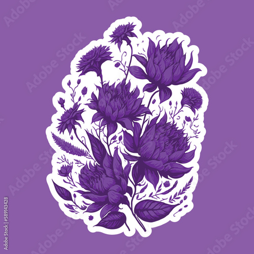 Wallpaper Mural Purple Flowers sticker vector Torontodigital.ca