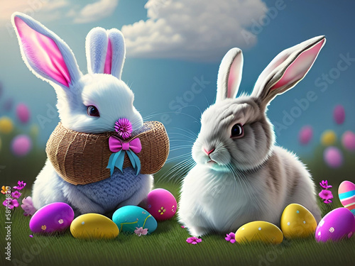 Cute Easter Bunny Background and wallpaper