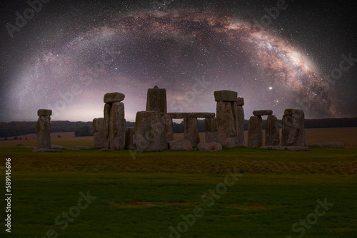 Stonehenge  with milky way galaxy - UK