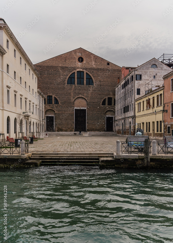 old church and square in Venice, Italy