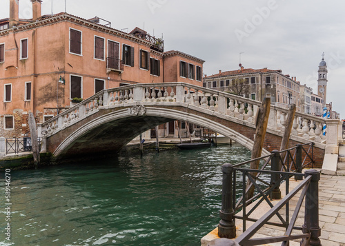 architectural detail of an old bridge in Venice, Italy