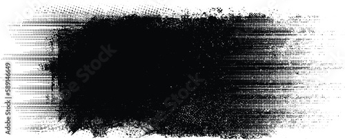Glitch distorted grungy isolated banner . Design element for brochure, social media, posters, flyers. Overlay texture.Textured banner with Distress effect .Vector halftone dots . Screen print texture