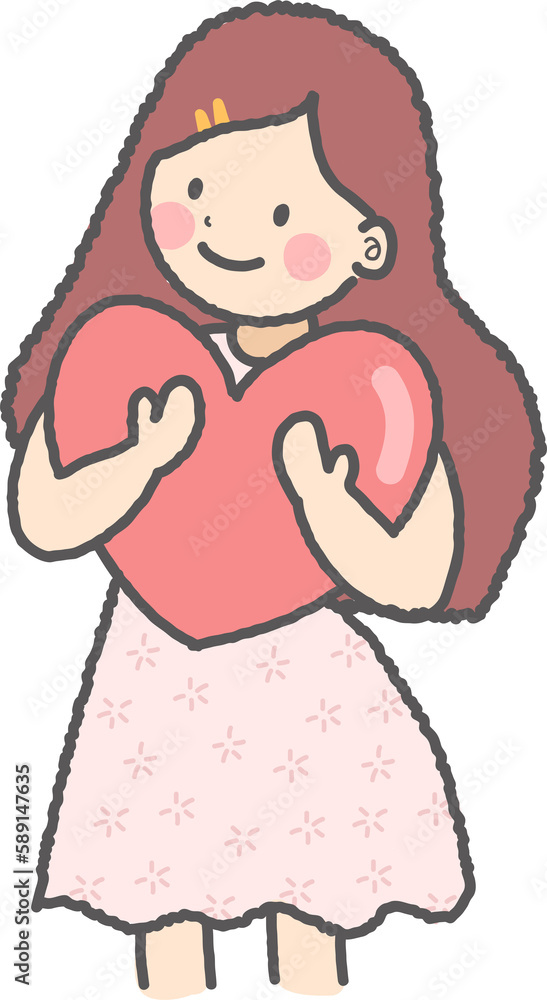 hand drawn woman holding love illustration hand drawn woman holding love illustration