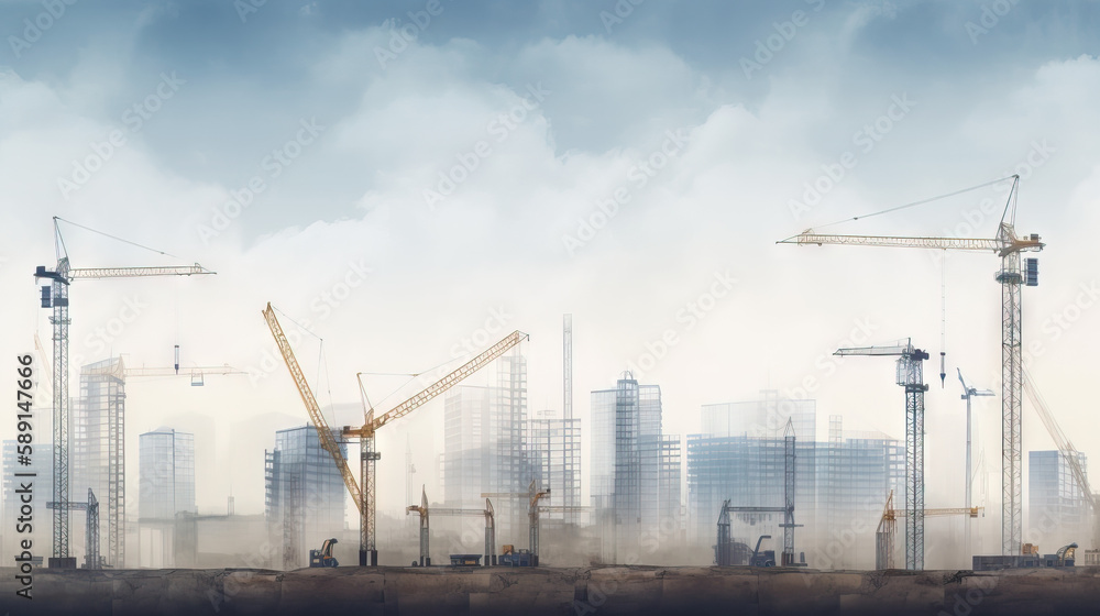 Construction city landscape, cityscape, generative AI