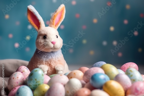 Festive spring background, happy Easter holidays concept or greeting card