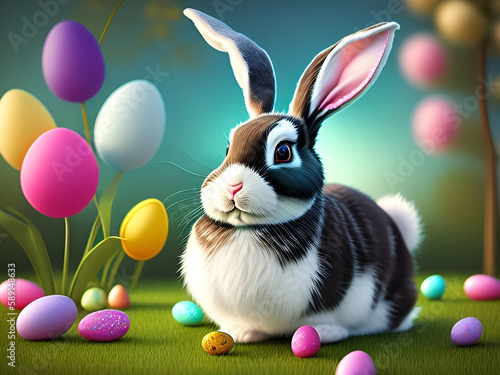 Cute Easter Bunny Background and wallpaper