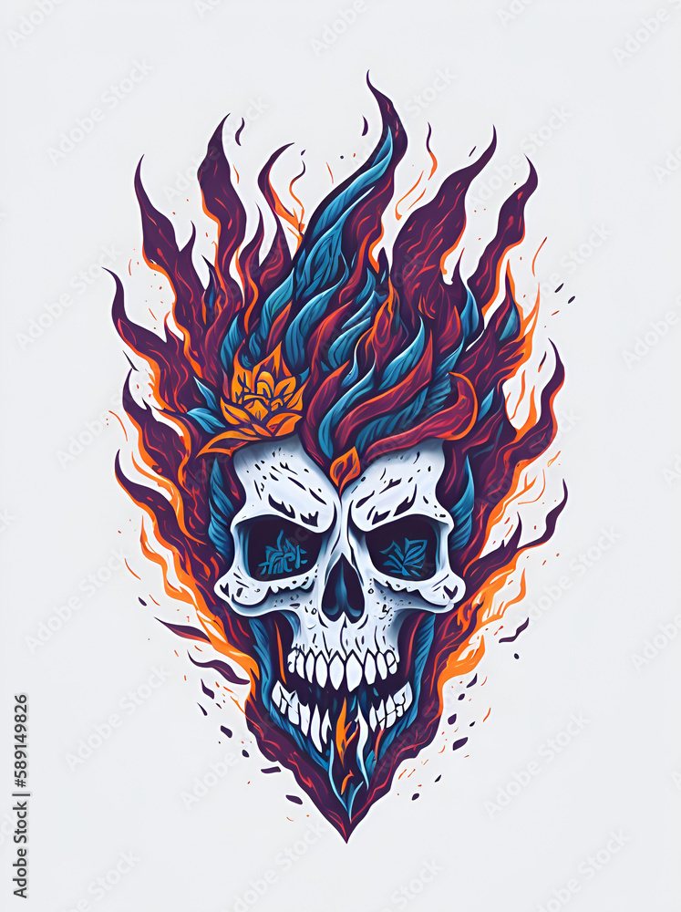 Fototapeta premium Dead Mexican Skull Mascot. AI generated illustration