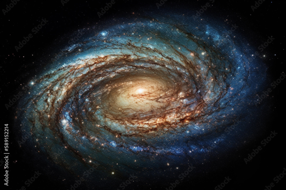 Spiral galaxy in outer space. Generative AI