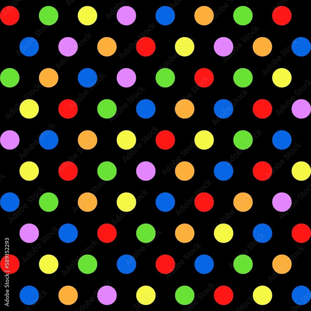 colorful dots on black background