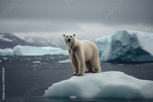 Polar bear and iceberg concept, generative ai