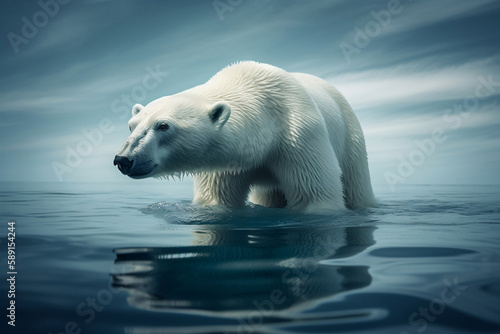Polar Bear swimming in the water, generative ai