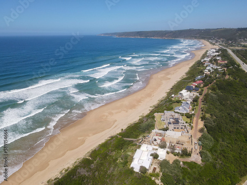 Drone view at river and beach of Wilderness in South Africa