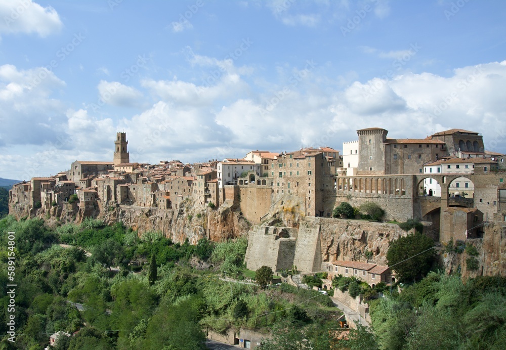 View of Pitigliano city. Province of Grosseto in central Italy, Europe.