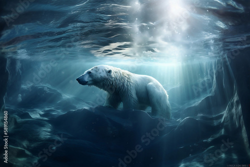 Polar Bear swimming in the water, generative ai