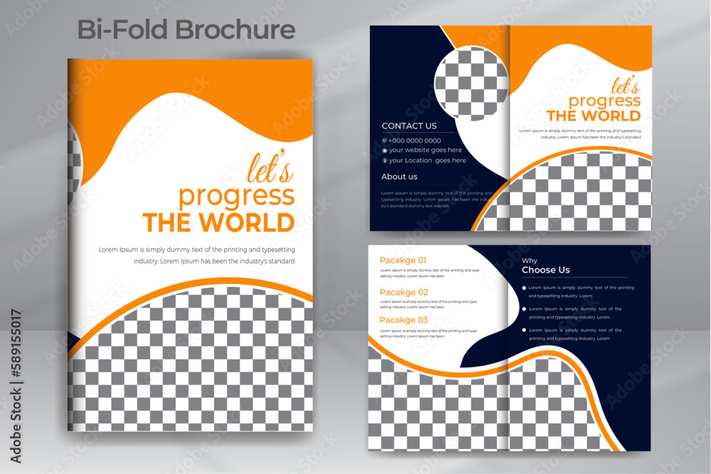 Travel Bi Fold Brochure Design  Layout Background Vector Template in A4 Size