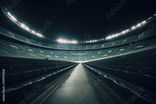 Empty Football Stadium Awaits the Crowds Generative AI © AiAgency