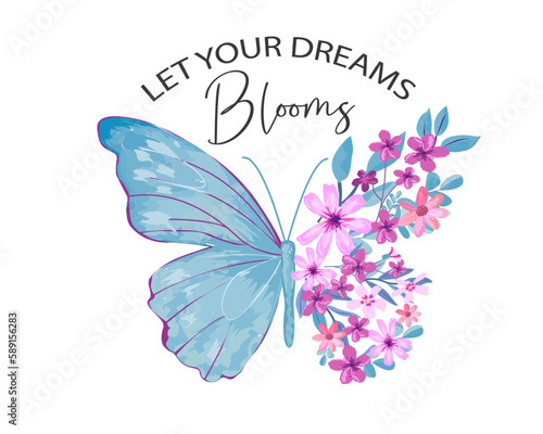 butterfly and flowers