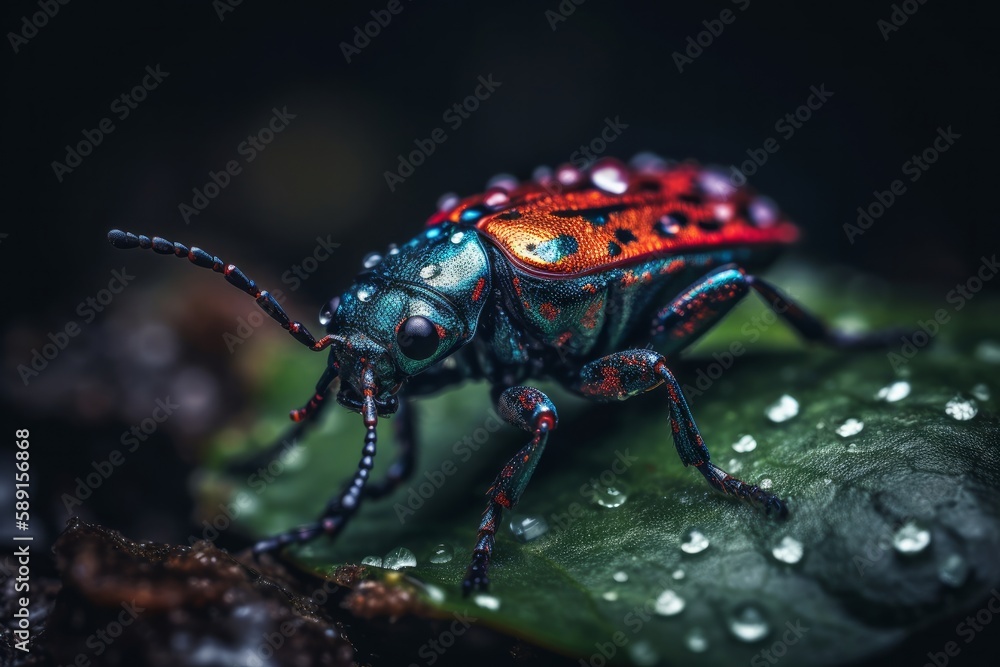 Naklejka premium bug on a leaf made with generative ai