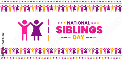 National Siblings Day background or banner design template celebrated in 10 april.