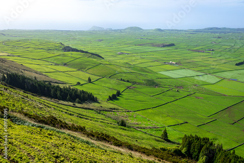 Terceira Island Landscape. Beautiful Green Terceira Island Landscape. Azores Archipelago, in Atlantic Ocean, Portugal.