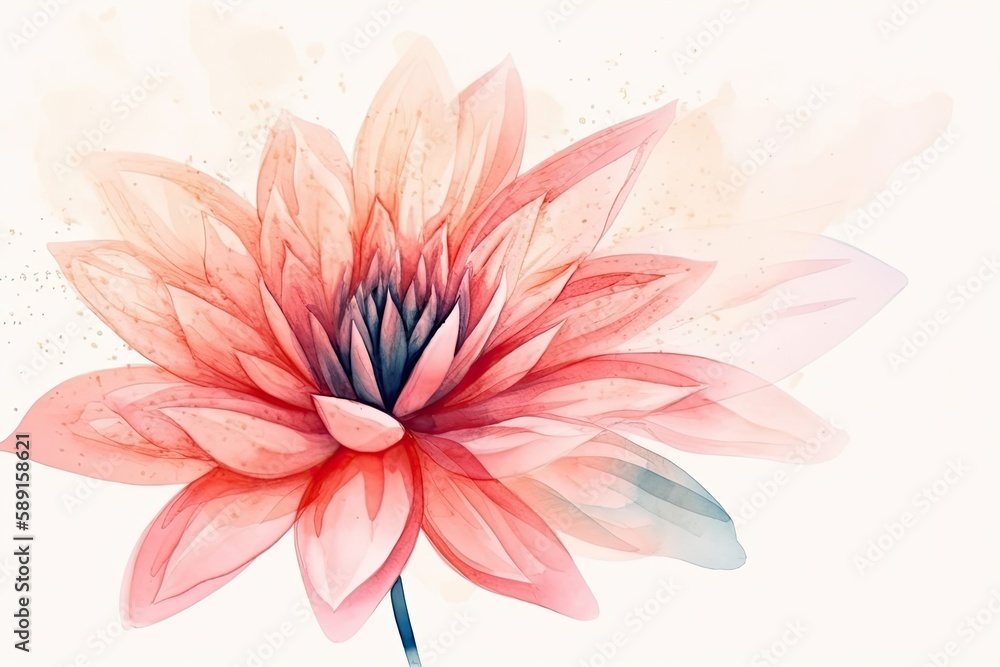 Obraz premium one flower minimalistic art, passionate watercolour style, realistic, pastell color scheme - Generative AI