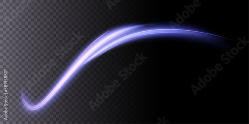 A bright plume of luminous rays swirling in a fast spiraling motion. Light blue swirl. Light effect curve blue-gold line. Vector