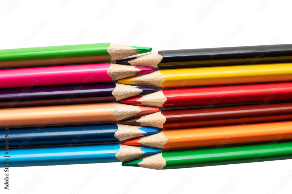 Fototapeta premium Color pencils isolated on white background.Close up.