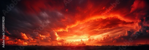 Apocalyptic Inferno Fiery Skies and Dramatic Clouds in a Magical Fantasy Sky, Generative AI