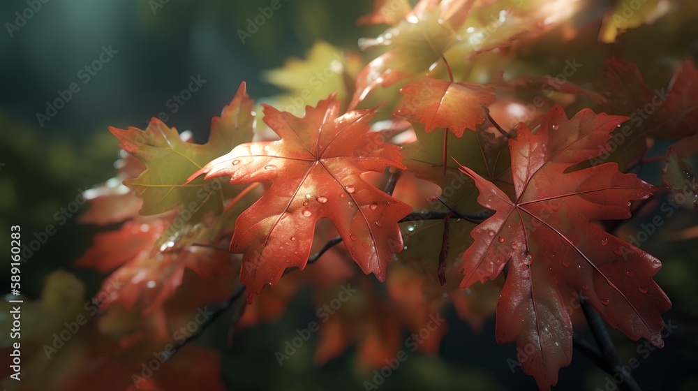 Fototapeta premium Maple Tree Leaves Background, Image Ai Generated