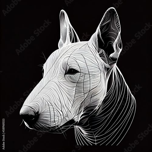 Tela Bull Terriers Dog Breed Isolated on Black Background