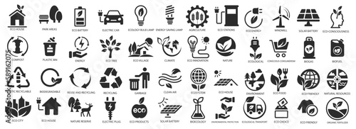 Vector Ecology and Industry. Related icon set. icon related of ecology