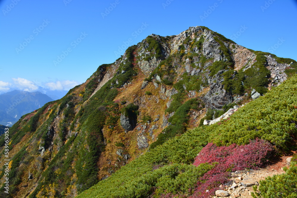 紅葉の常念岳山頂 紅葉の常念岳山頂