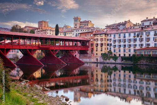 Bassano del Grappa, Italy. Cityscape image of Bassano del Grappa located in the Vicenza Province, in northern Italy’s Veneto region at sunrise.