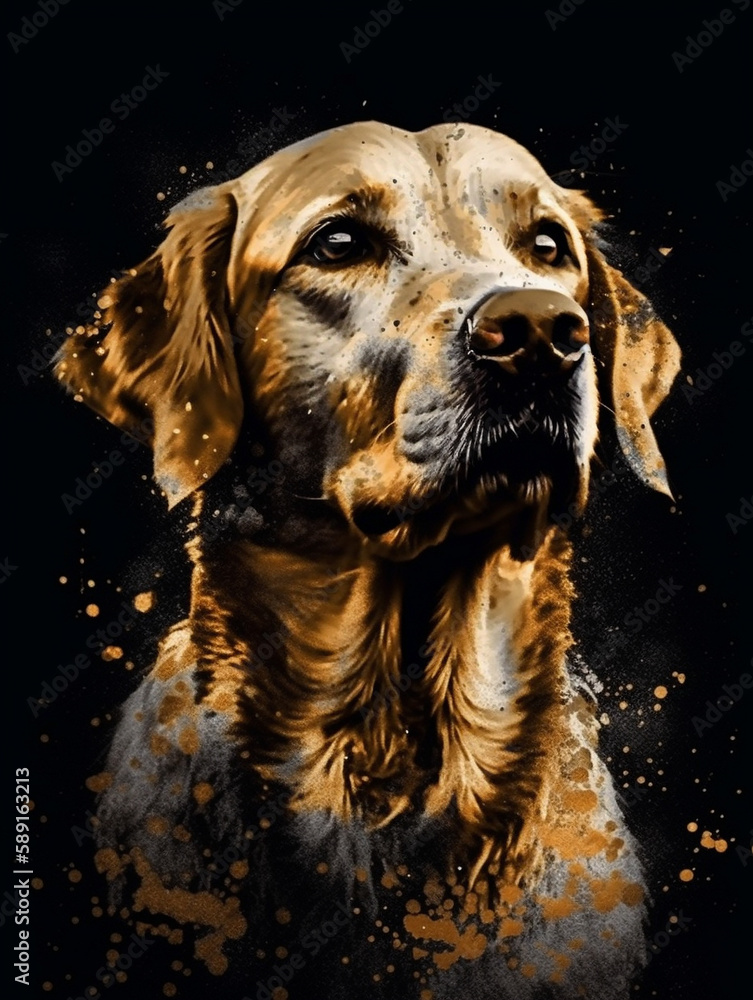 striking golden Dog artwork that adds a touch of opulence to any space - generative ai