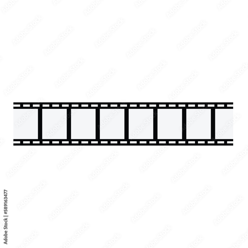 Curved 35mm strip film and frames for your vector image. Film reel cinema movie and photography vector image. Film strip set vector image. film strip isolated on white background