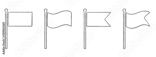 Hand drawn black flag line art drawing pencil crayon texture illustration vector set symbol warning flagging pointer icon waving banner transparent PNG JPEG