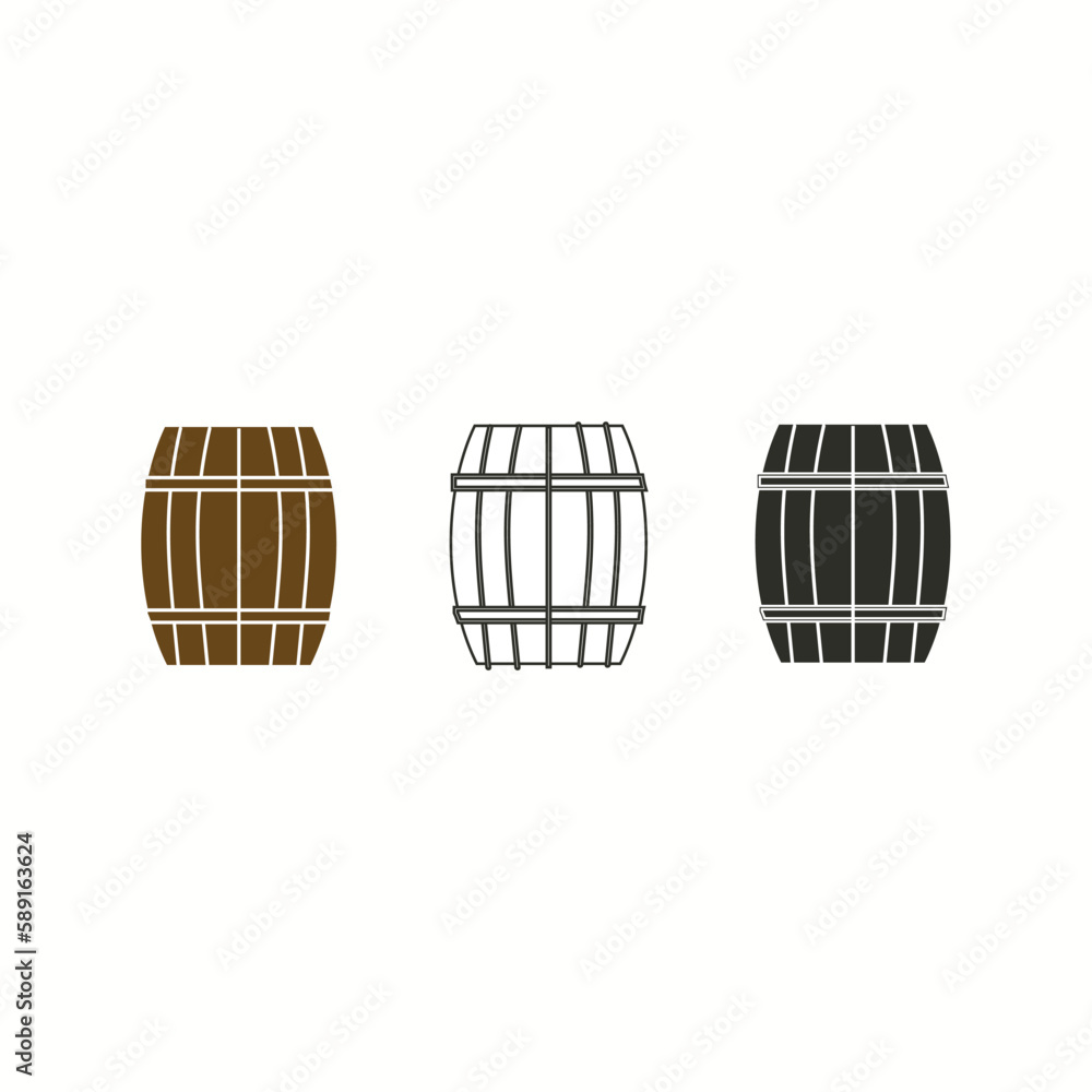 Wooden keg, barrel icon Vector Wooden keg, barrel icon Vector