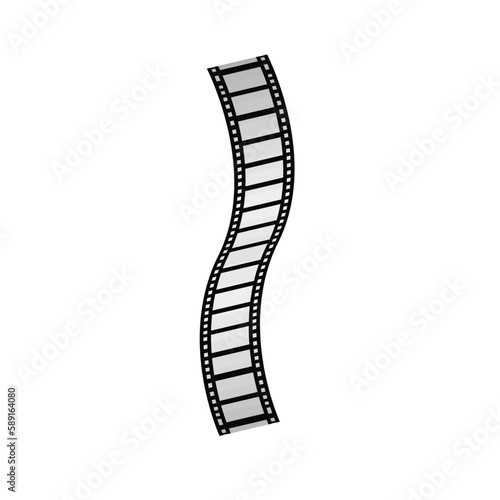 Fototapeta Naklejka Na Ścianę i Meble -  film strip isolated on white background. Warped film strip with wavy style, with film frame number and details. Film strip realistic isolated vector image