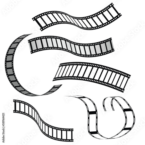 movie film strip. Film tape vintage icon isolate. movies film background with flim roll. 3d flim roll. Film strip set vector image. set of film icons