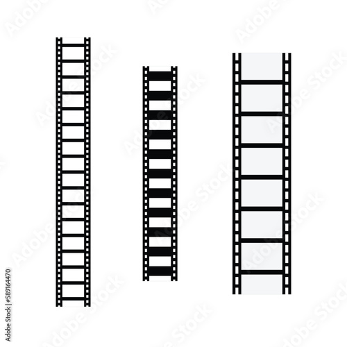 Film strip realistic isolated vector image. Film strip set vector image. Set of realistic film or movie reels strips vector image.