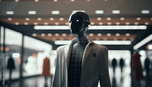 Androids robots in the modern world in the office. Generative AI.