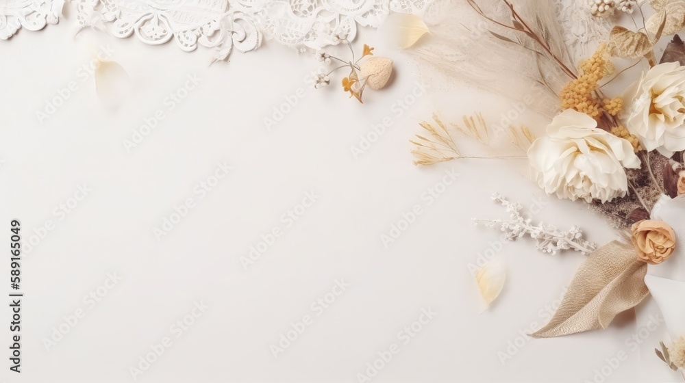 Copyspace background with wedding decor. Wallpaper template created using generative AI Tools. Copyspace background with wedding decor. Wallpaper template created using generative AI Tools.